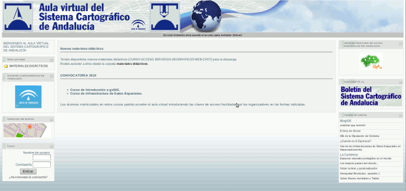 Pagina Principal Aula Virtual Sistema Cartográfico de Andalucía