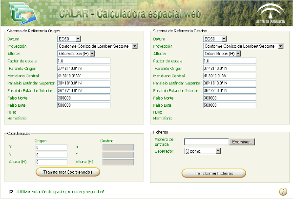 Interfaz de Calar Web